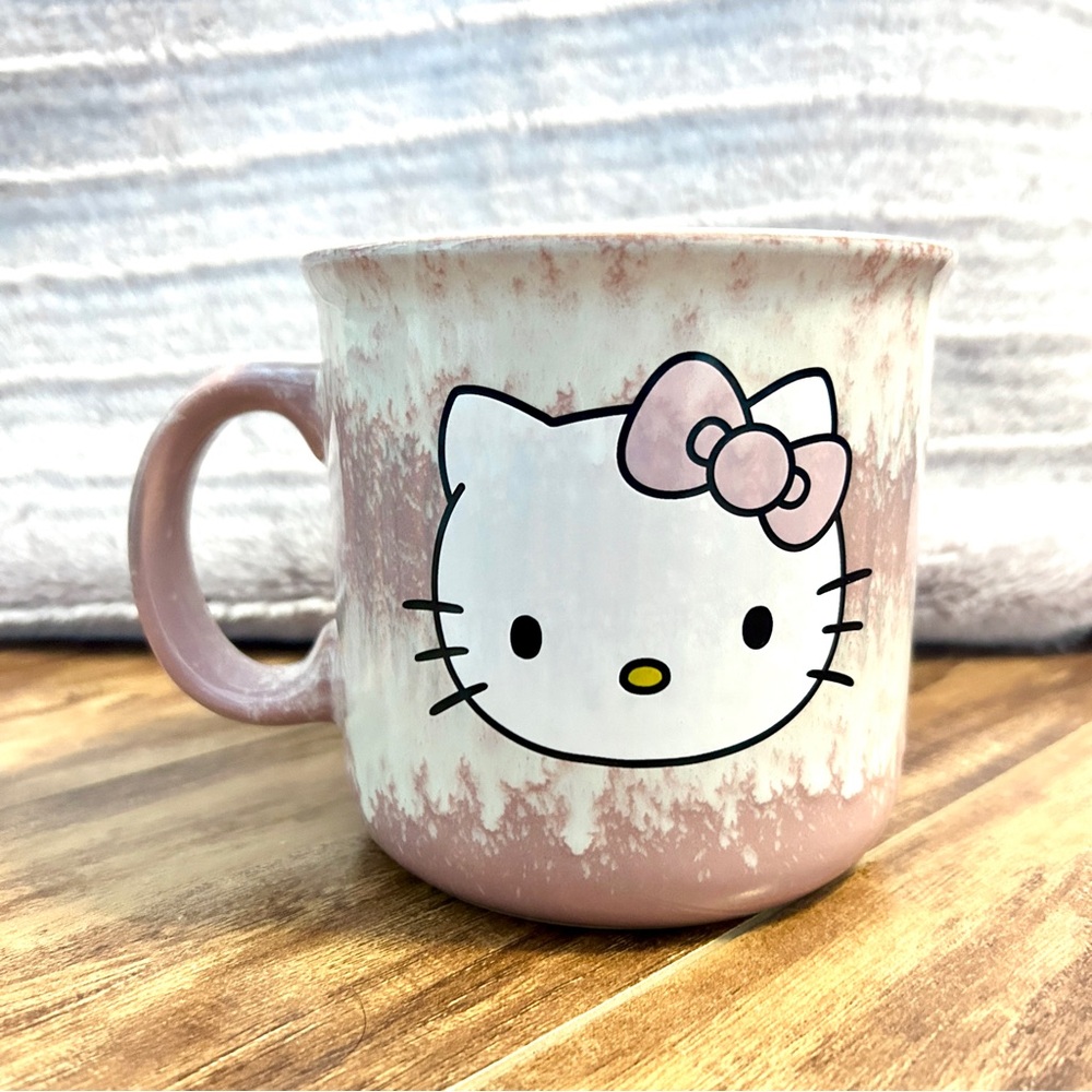 NWT Hello Kitty coffee mug white pink tie dye cup official Sanrio merch cute